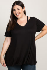 Black Cutout Shoulder Plus Maternity Top