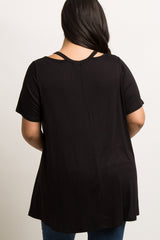 Black Cutout Shoulder Plus Maternity Top