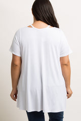 White Cutout Shoulder Plus Maternity Top