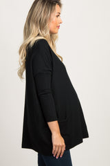 Black Pocketed Dolman Sleeve Maternity Top