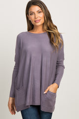 Purple Pocketed Dolman Sleeve Maternity Top
