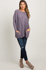 Purple Pocketed Dolman Sleeve Top