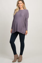 Purple Pocketed Dolman Sleeve Maternity Top