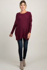 Burgundy Pocketed Dolman Sleeve Maternity Top