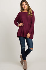Burgundy Pocketed Dolman Sleeve Top