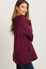 Burgundy Pocketed Dolman Sleeve Top