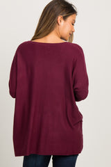 Burgundy Pocketed Dolman Sleeve Top