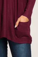 Burgundy Pocketed Dolman Sleeve Top
