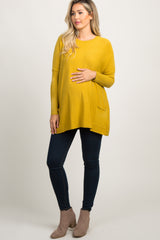 Yellow Pocketed Dolman Sleeve Maternity Top