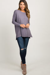 Purple Knit Dolman Sleeve Top