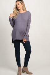 Purple Knit Dolman Sleeve Maternity Top