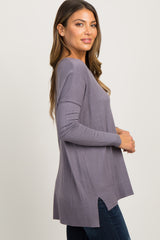 Purple Knit Dolman Sleeve Top