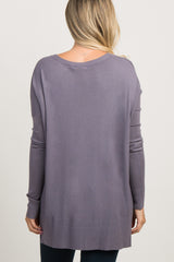 Purple Knit Dolman Sleeve Maternity Top