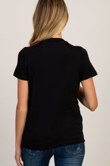 PinkBlush Black Pleated Draped Front Maternity/Nursing Top