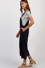 Black Corduroy Pocket Front Overalls