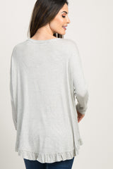 Ivory Pinstripe Long Sleeve Maternity Hi- Low Top