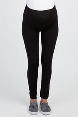 Black Fleece Lined Maternity Leggings