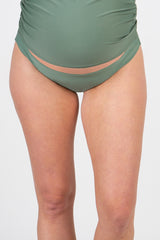 Olive Solid Maternity Bikini Bottoms