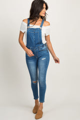 Blue Distressed Denim Maternity Overalls
