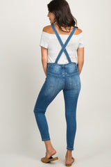 Blue Distressed Denim Overalls