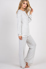Ivory Striped Soft Long Sleeve Pajama Set