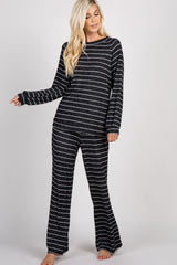 PinkBlush Charcoal Striped Soft Long Sleeve Maternity Pajama Set