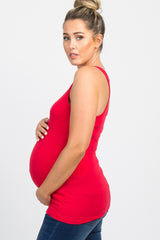 Red Fitted Maternity Tank Top