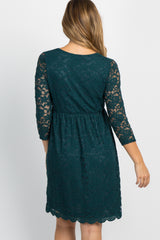 Forest Green Lace Overlay Maternity Wrap Dress