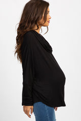 Black Dolman Sleeve Cowl Neck Maternity Top