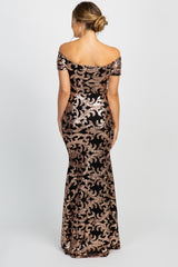 PinkBlush Black Sequin Off Shoulder Wrap Maternity Photoshoot Gown/Dress