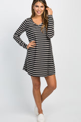 Black Striped Pocket Shift Dress