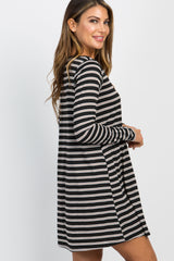 Black Striped Pocket Shift Dress