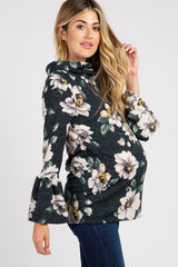 Green Floral Cowl Neck Ruffle Sleeve Maternity Top