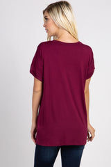 Burgundy Solid Pocket Top