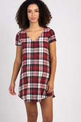 Red Plaid Maternity Sleep Dress