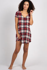 Red Plaid Maternity Sleep Dress