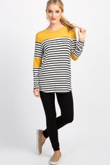 PinkBlush Mustard Striped Colorblock Top