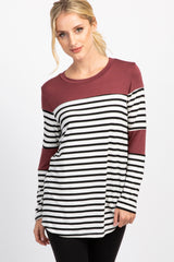PinkBlush Burgundy Striped Colorblock Maternity Top