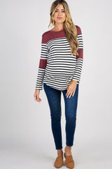 PinkBlush Burgundy Striped Colorblock Maternity Top