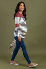 PinkBlush Burgundy Striped Colorblock Maternity Top