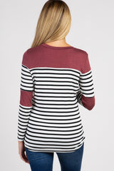 PinkBlush Burgundy Striped Colorblock Maternity Top