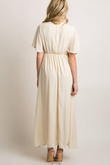 Tall Ivory Chiffon Bell Sleeve Maternity Maxi Dress