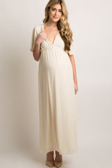 Tall Ivory Chiffon Bell Sleeve Maternity Maxi Dress