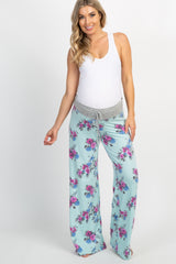 Mint Green Floral Drawstring Maternity Lounge Pants