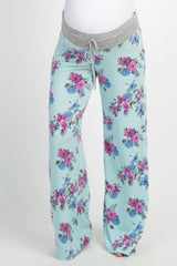 Mint Green Floral Drawstring Maternity Lounge Pants