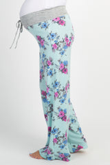 Mint Green Floral Drawstring Maternity Lounge Pants