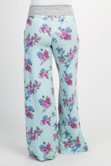 Mint Green Floral Drawstring Maternity Lounge Pants