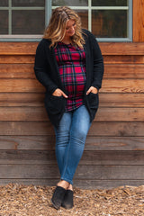 Black Knit Plus Maternity Cardigan