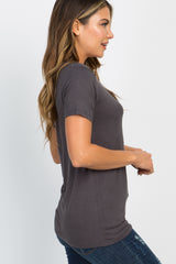 Charcoal Basic V-Neck Top