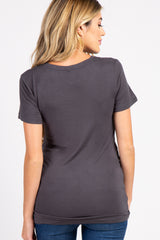 Charcoal Basic V-Neck Maternity Top